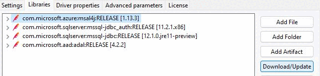 ダウンロード/更新を選択する場所を示すスクリーンショット。