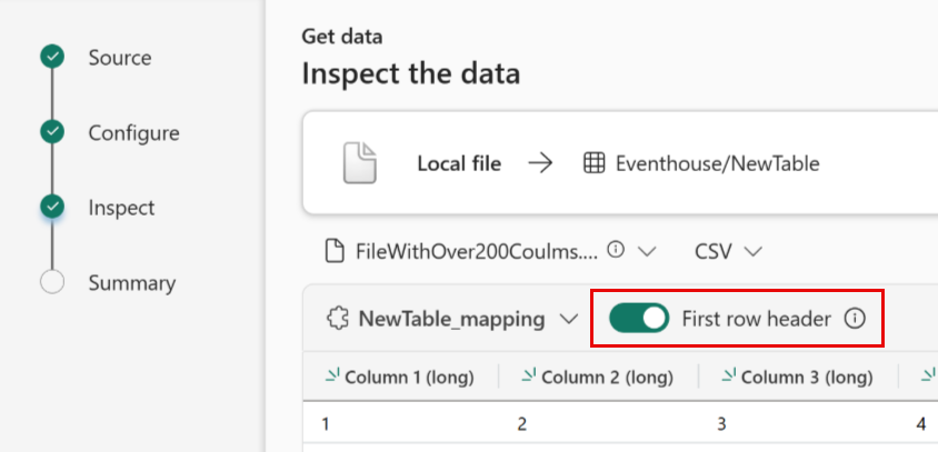 高度な CSV オプションのスクリーンショット。