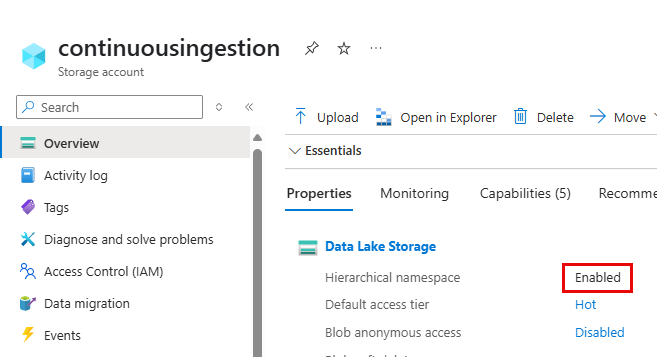 Azure ポータルの [概要] ウィンドウを開いたスクリーンショットです。