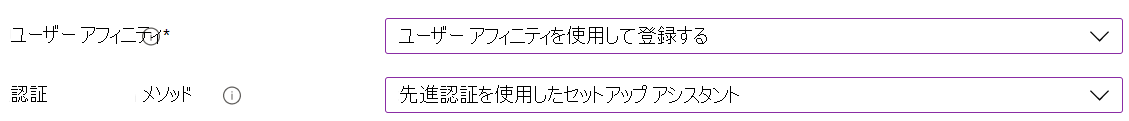 Intune 管理センターと Microsoft Intune で、自動デバイス登録 (ADE) を使用して iOS/iPadOS デバイスを登録します。[ユーザー アフィニティを使用して登録する] を選択し、認証にセットアップ アシスタントを使用します。ポータル サイト アプリが自動的にインストールされます。