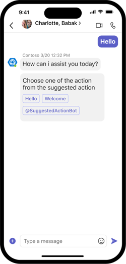 画像は、モバイル クライアントのグループ チャットで推奨されるアクションを示しています。