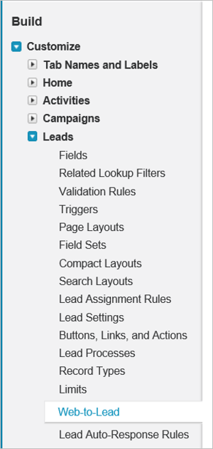 Salesforce Classic の [Web-to-リード]