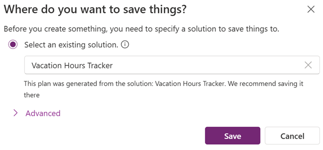 アンマネージドとマネージド ソリューションの保存されたプラン インターフェイスのスクリーンショット。