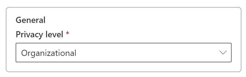 SQL データ ソースのプライバシー レベル設定のスクリーンショット。