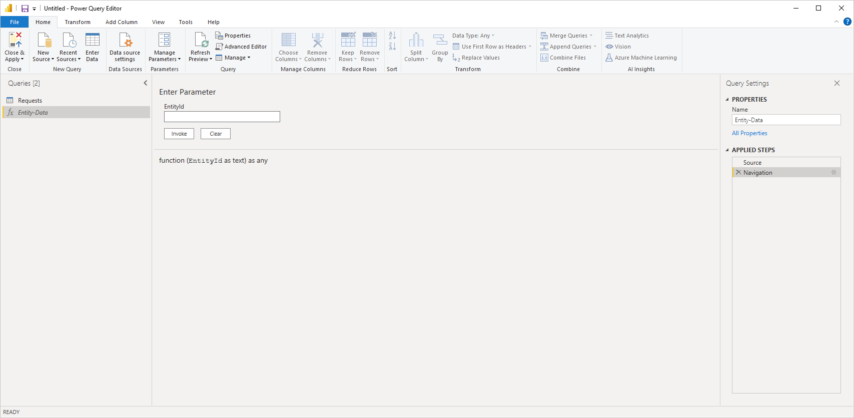 Automy Data Analytics でデータを読み込むか変換します。