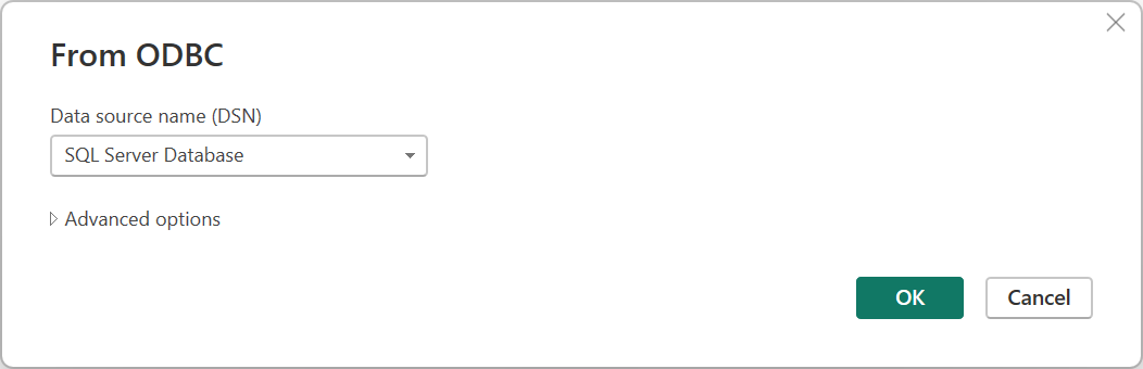 Power Query Desktop の ODBC 接続ビルダーのスクリーンショット。