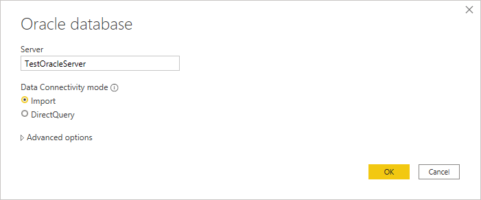 Oracle データベース接続を入力します。