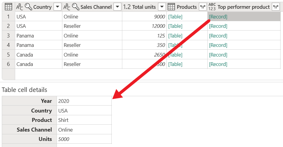 Table.Max を含むカスタム列の式の結果のスクリーンショット。