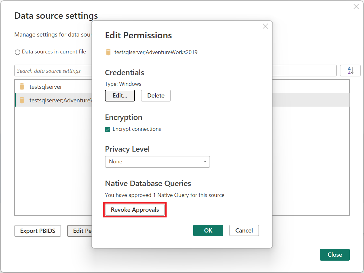 承認の取り消しが強調されている [アクセス許可の編集] ダイアログのスクリーンショット。