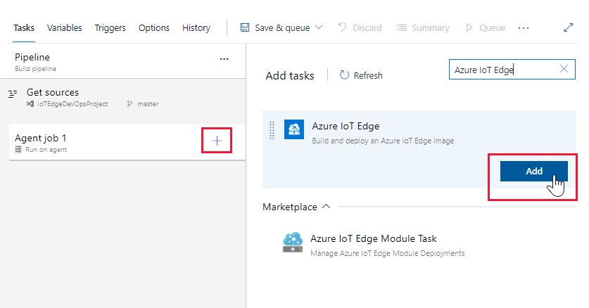 Azure IoT Edge タスクを追加します。