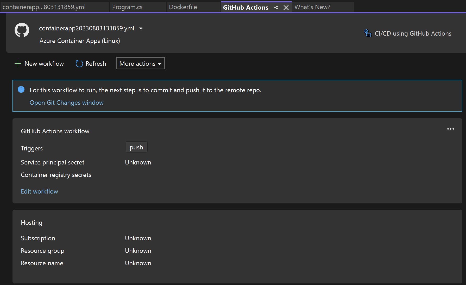 [GitHub Actions]\(GitHub アクション\) タブのスクリーンショット。