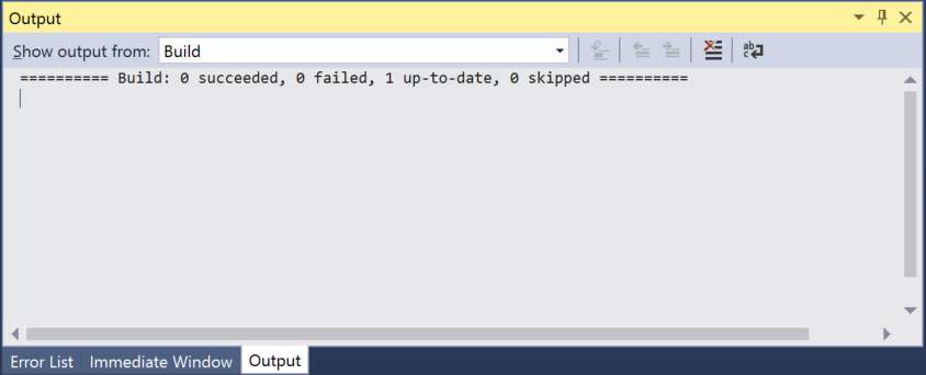 Visual Studio の [出力] ウィンドウのスクリーンショット。