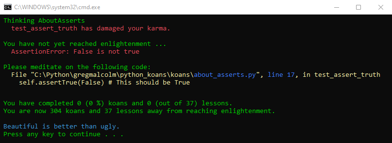 実行中の Python コードからプログラム出力のために Visual Studio 2022 が開く、出力ウィンドウのスクリーンショット。