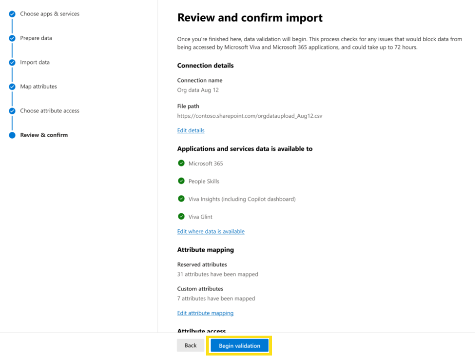 すべての接続の詳細を確認するためのページのスクリーンショット。