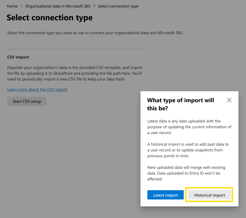 インポートを開始する方法を示すスクリーンショット。 
