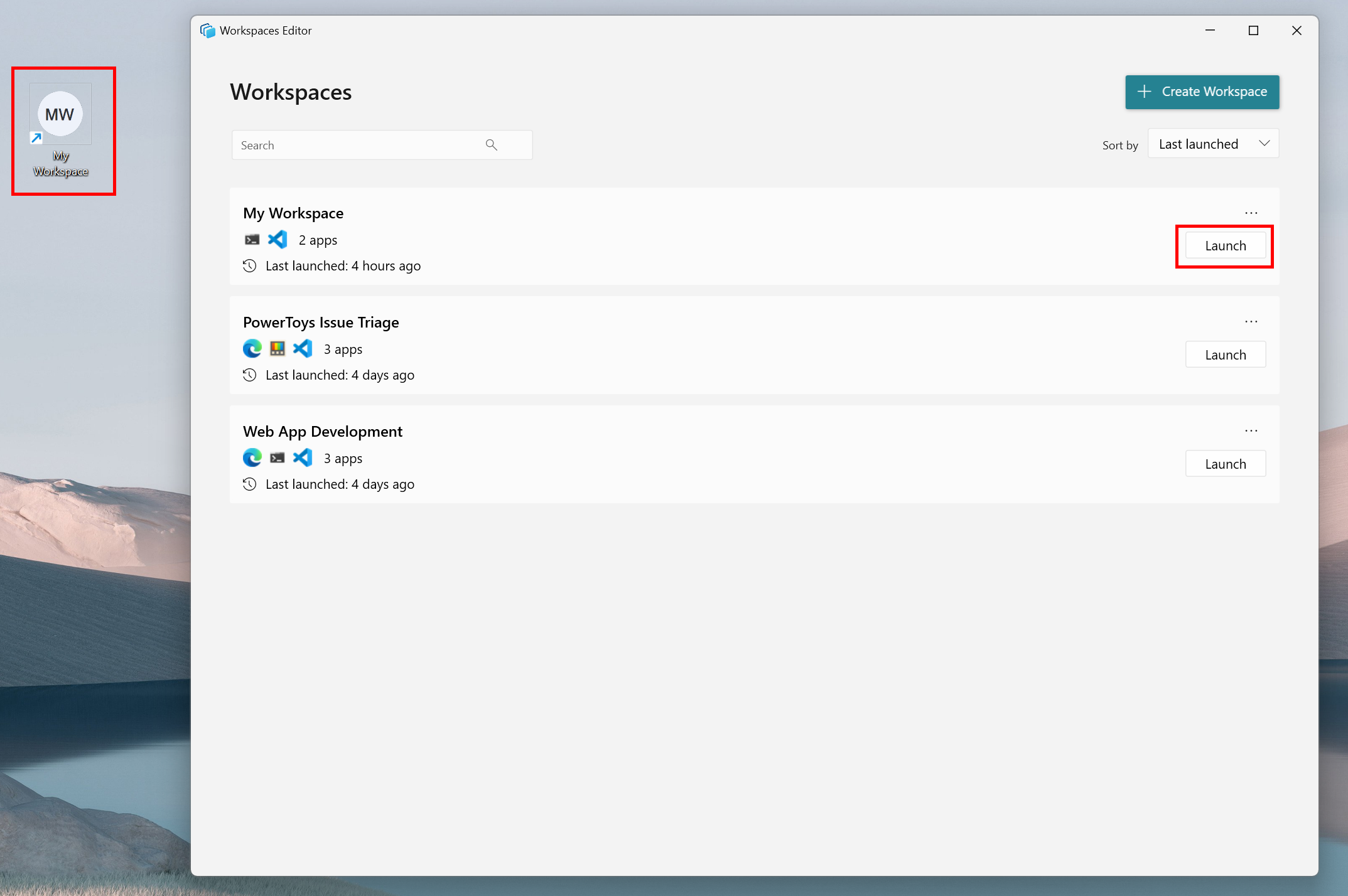 Workspaces メソッド
