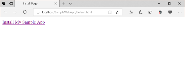 Web ページからのアプリのインストールのスクリーンショット