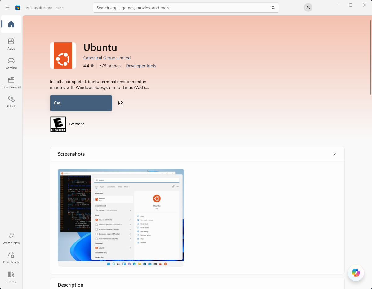 Microsoft Store の Linux ディストリビューション