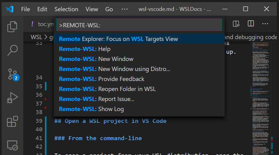 VS Code のコマンド パレット