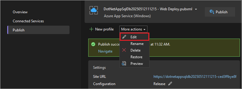 게시 설정을 여는 것을 보여 주는 스크린샷.