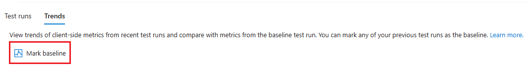 추세 창의 기준선 표시 단추를 보여 주는 스크린샷