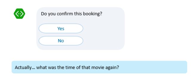 봇의 질문에 대한 응답으로 질문을 하는 사용자의 예입니다.