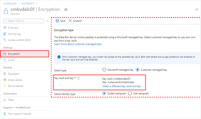 키와 Key Vault 세부 정보를 보여 주는 화면 캡처.