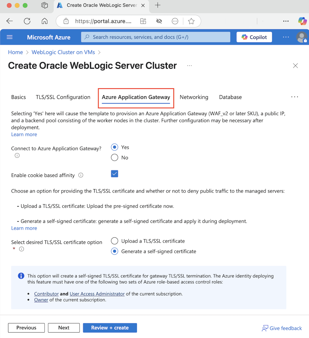 Azure Application Gateway를 보여 주는 Azure Portal 스크린샷