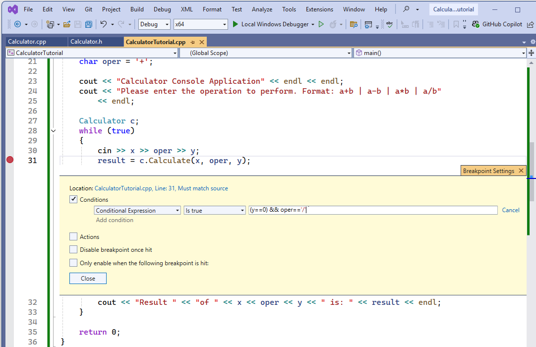 중단점 설정 스크린샷