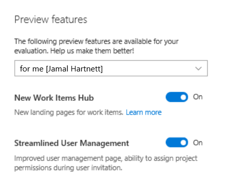 옵트인 미리 보기 창의 스크린샷.