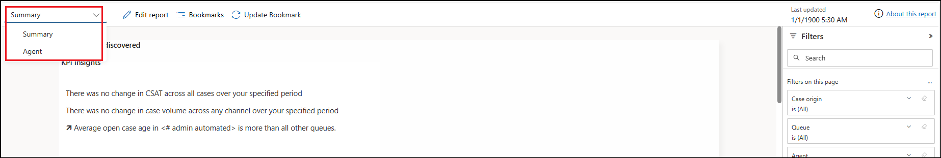 대시보드 필터의 스크린샷.