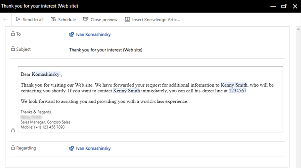 이메일 미리보기의 스크린샷.