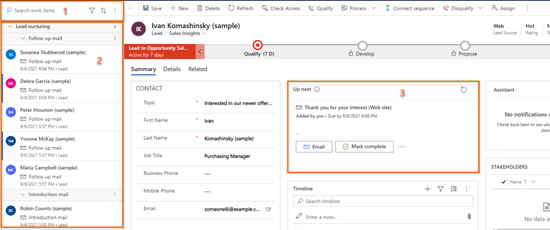 작업 목록 페이지의 스크린샷.
