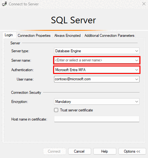 서버에 연결 창을 보여 주는 스크린샷