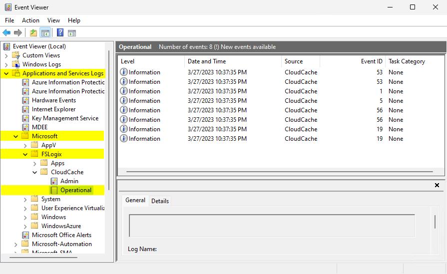 이벤트 뷰어를 보여 주는 스크린샷