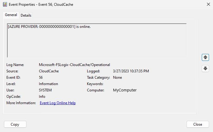 이벤트 공급자 2를 온라인으로 보여 주는 스크린샷