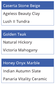 드롭다운 목록의 바닥재 이름입니다.