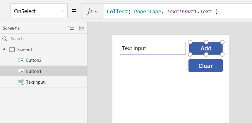 Collect가 포함된 추가 버튼의 OnSelect 속성