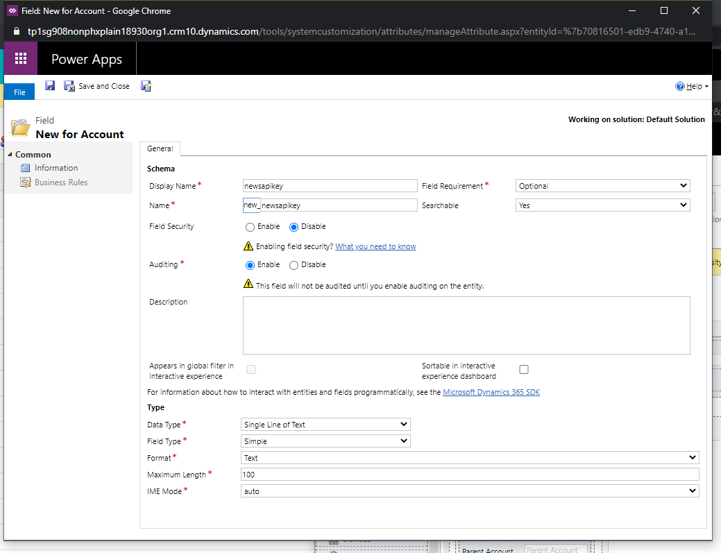 newsapikey 열 정의입니다.