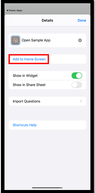 홈 화면에 추가를 선택합니다.