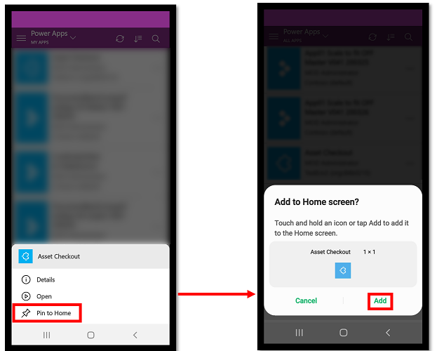 앱을 고정합니다.