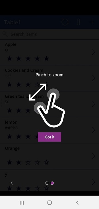 확대/축소하려면 손가락을 모으세요.