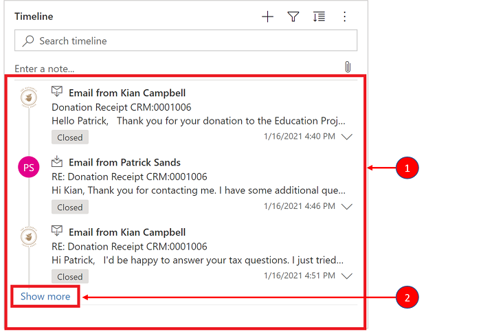 축소된 스레드 전자 메일 보기입니다.
