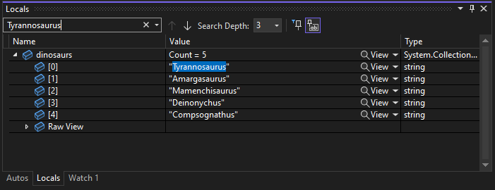 로컬 창의 검색 스크린샷