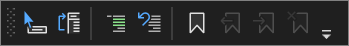 Visual Studio 2022의 텍스트 편집기 도구 모음 스크린샷