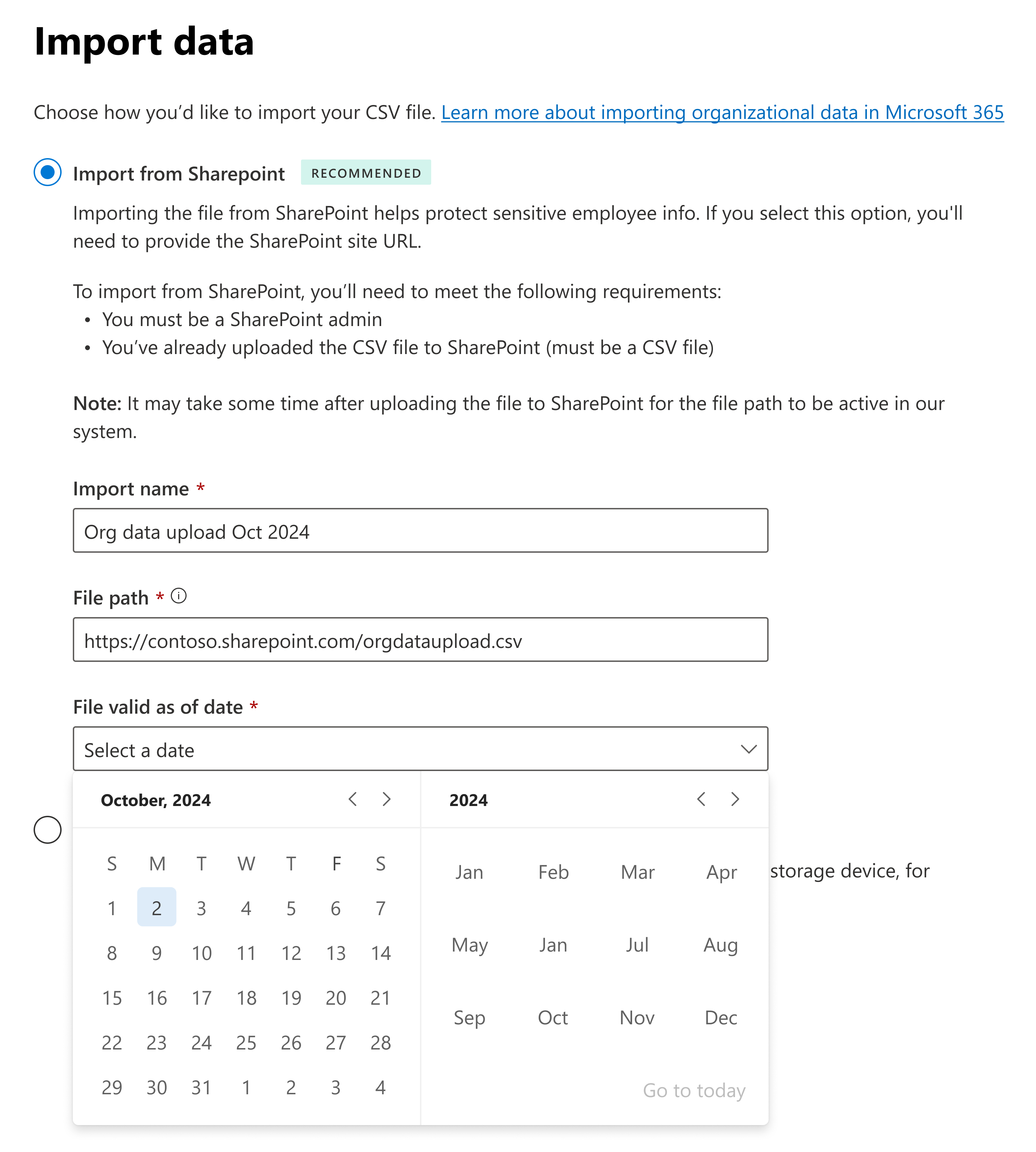 스크린샷은 날짜를 기준으로 유효한 파일을 설정하는 방법을 보여줍니다. 