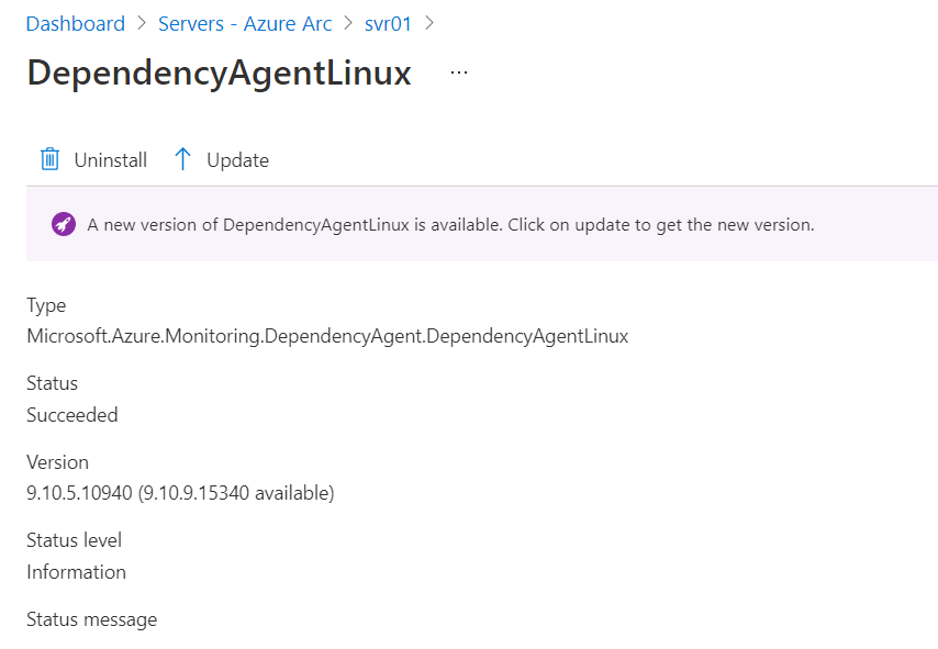 Captura de tela mostrando as propriedades de uma extensão selecionada e o botão Atualizar.
