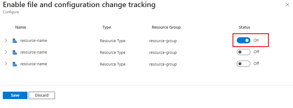 Captura de tela que mostra a interface do usuário do recurso Habilitar Análise de Alterações (clássica).