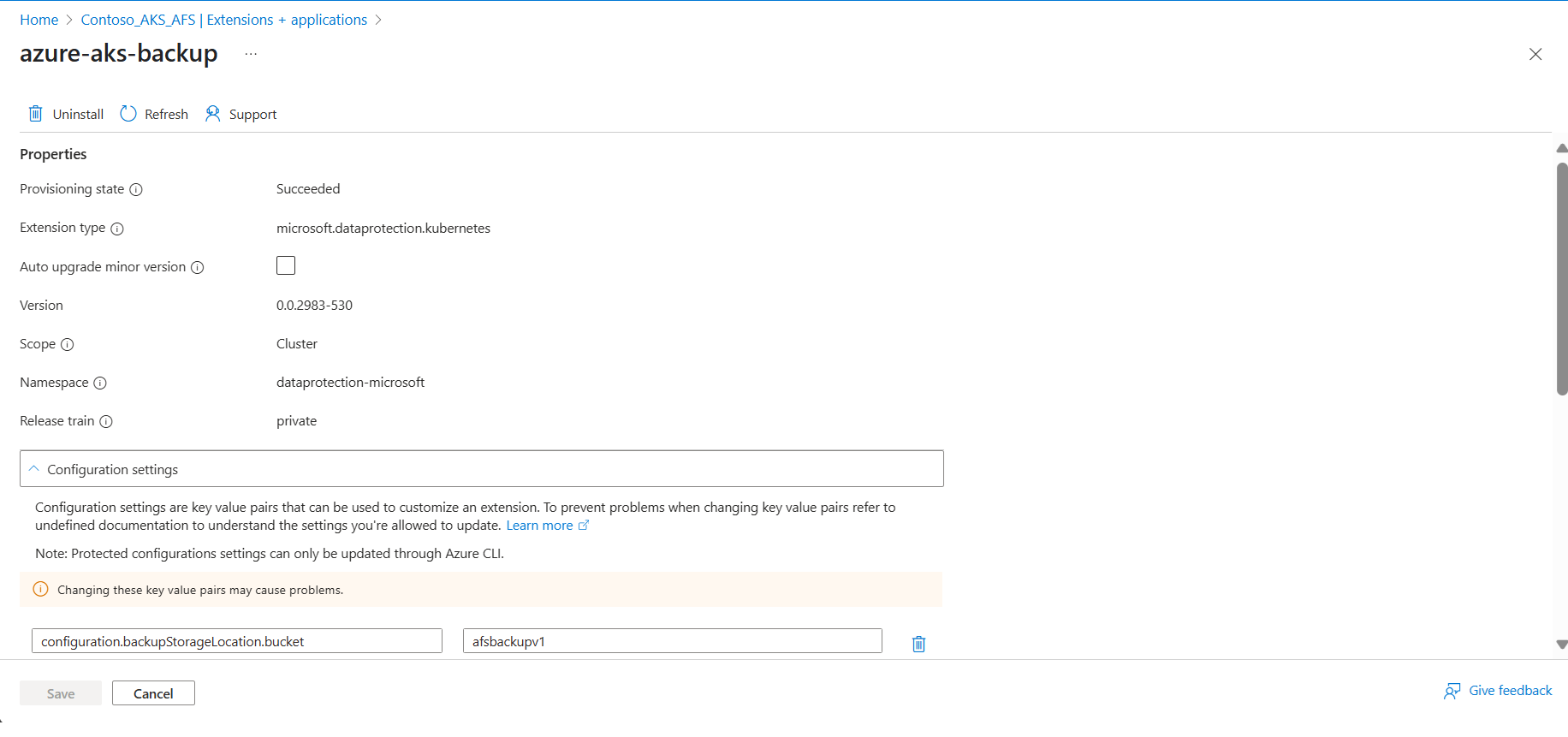 A captura de tela mostra como abrir as configurações de extensão de Backup.