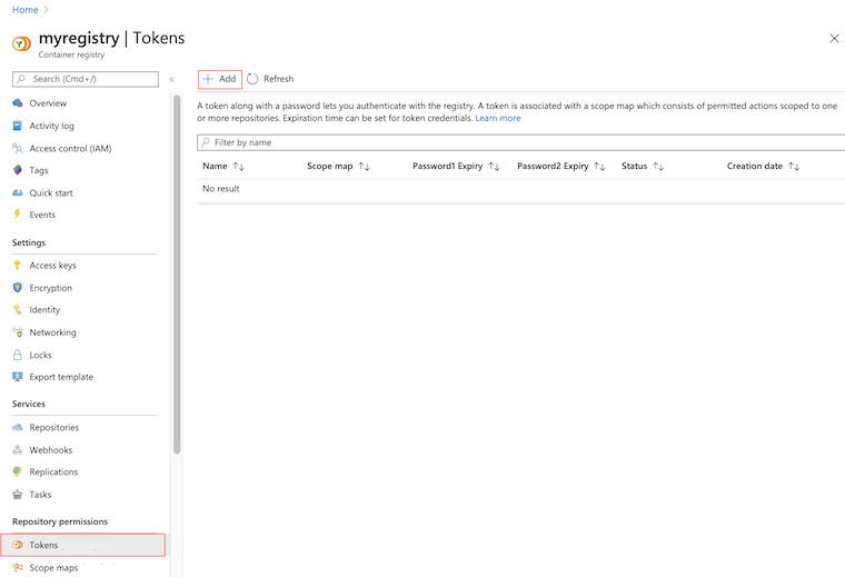 Captura de tela da criação de token no portal.